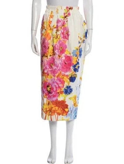 Pre-owned Dries Van Noten Floral Print Midi Length Skirt In Neutral