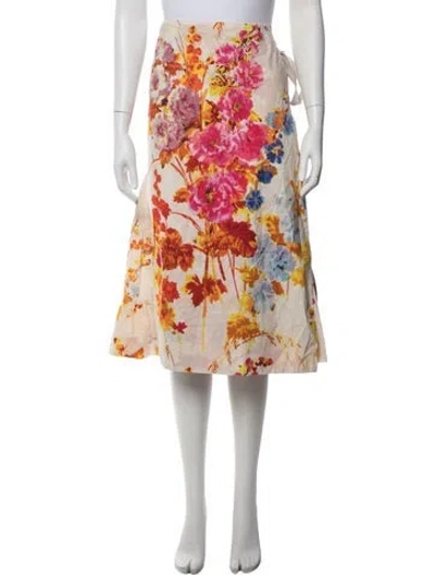Pre-owned Dries Van Noten Floral Print Midi Length Skirt In Neutrals