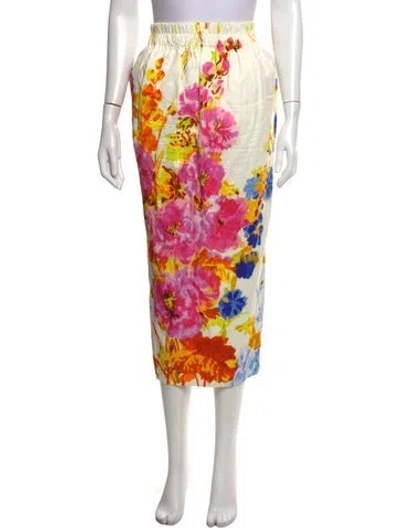 Pre-owned Dries Van Noten Floral Print Midi Length Skirt In Neutrals