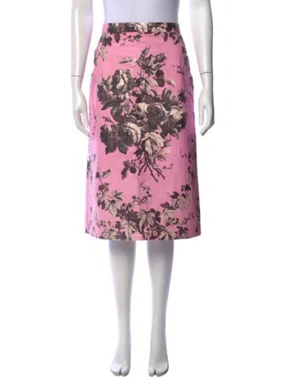 Pre-owned Dries Van Noten Floral Print Midi Length Skirt In Pink