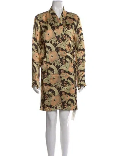 Pre-owned Dries Van Noten Floral Print Mini Dress In Black
