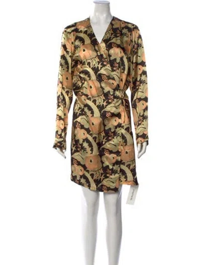 Pre-owned Dries Van Noten Floral Print Mini Dress In Black