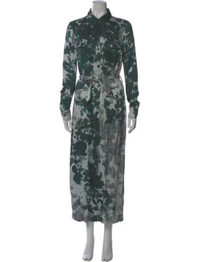 Pre-owned Dries Van Noten Floral Print Mini Dress In Blue