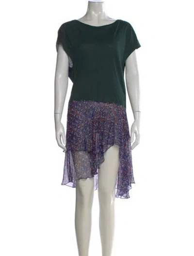 Pre-owned Dries Van Noten Floral Print Mini Dress In Green