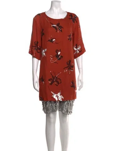 Pre-owned Dries Van Noten Floral Print Mini Dress In Pink