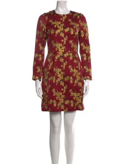 Pre-owned Dries Van Noten Floral Print Mini Dress In Red