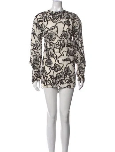 Pre-owned Dries Van Noten Floral Print Mini Dress W/ Tags In Black