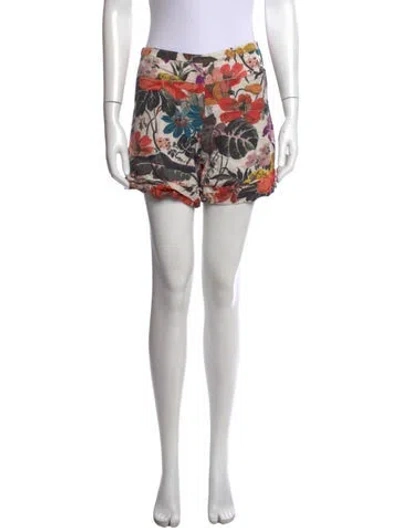 Pre-owned Dries Van Noten Floral Print Mini Shorts In Black