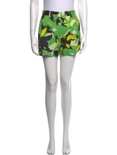 Pre-owned Dries Van Noten Floral Print Mini Shorts In Green