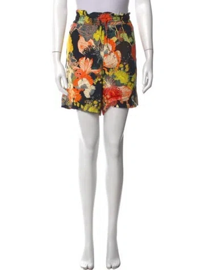 Pre-owned Dries Van Noten Floral Print Mini Shorts In Multicolor