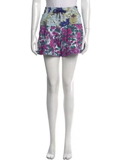 Pre-owned Dries Van Noten Floral Print Mini Shorts In Purple