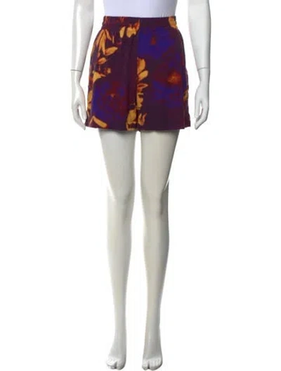 Pre-owned Dries Van Noten Floral Print Mini Shorts In Purple