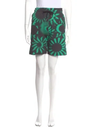 Pre-owned Dries Van Noten Floral Print Mini Shorts W/ Tags In Green