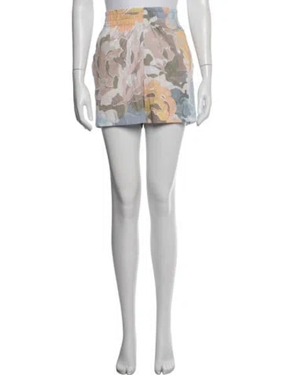 Pre-owned Dries Van Noten Floral Print Mini Shorts W/ Tags In Yellow