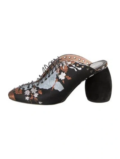 Pre-owned Dries Van Noten Floral Print Mules In Black