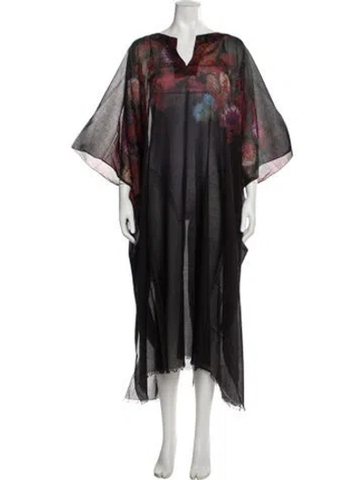 Pre-owned Dries Van Noten Floral Print Nightgown In Black