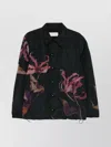 Dries Van Noten Floral Print Blouson Featuring Drawstring Hem In Black