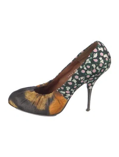 Pre-owned Dries Van Noten Floral Print Pumps In Green