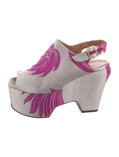Pre-owned Dries Van Noten Floral Print Pumps In Grey/purple