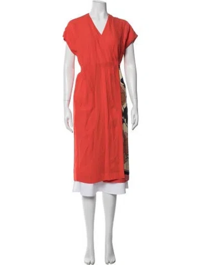 Pre-owned Dries Van Noten Floral Print Robe In Orange