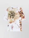 Dries Van Noten Floral Print Round Neck Short Sleeve Top In Multi