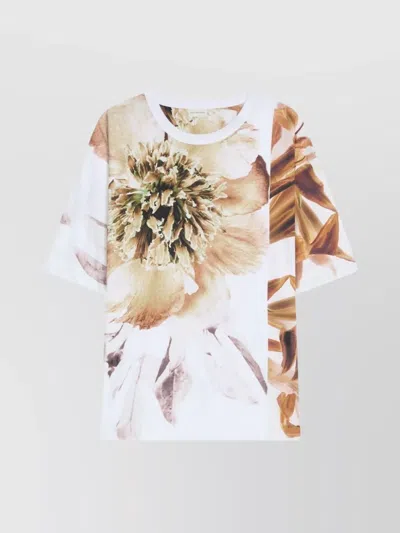 DRIES VAN NOTEN FLORAL PRINT ROUND NECK SHORT SLEEVE TOP