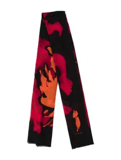 Pre-owned Dries Van Noten Floral Print Scarf In Black