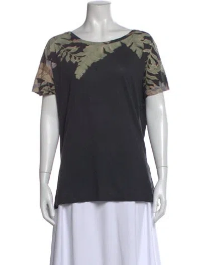 Pre-owned Dries Van Noten Floral Print Scoop Neck T-shirt In Green