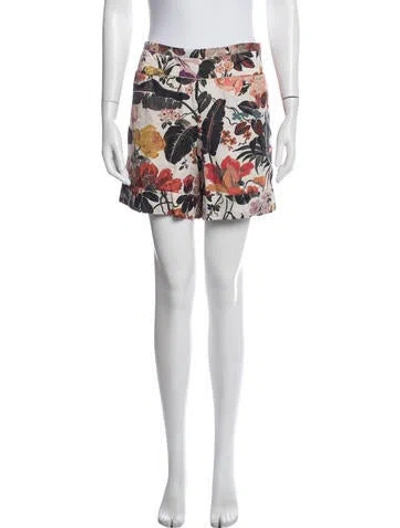 Pre-owned Dries Van Noten Floral Print Shorts W/ Tags In White