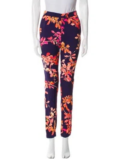Pre-owned Dries Van Noten Floral Print Skinny Leg Pants W/ Tags In Purple