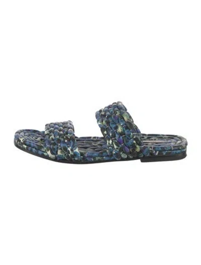 Pre-owned Dries Van Noten Floral Print Slides In Blue