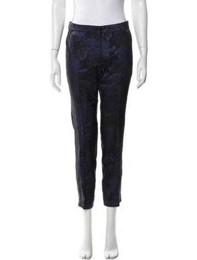 Pre-owned Dries Van Noten Floral Print Straight Leg Pants In Blue