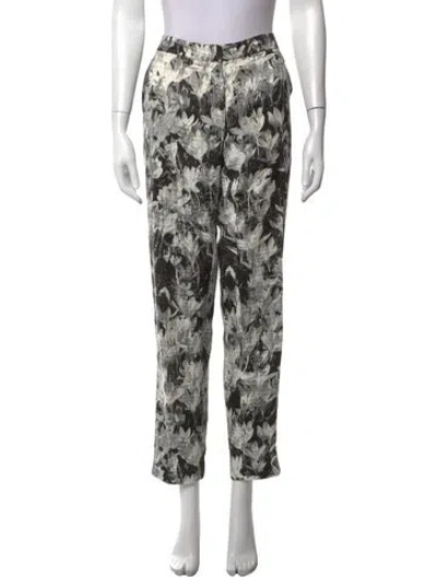 Pre-owned Dries Van Noten Floral Print Straight Leg Pants In Grey