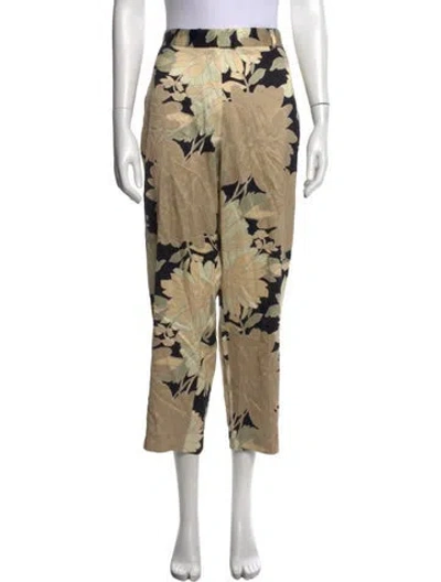 Pre-owned Dries Van Noten Floral Print Straight Leg Pants In Neutral