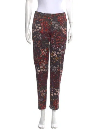 Pre-owned Dries Van Noten Floral Print Straight Leg Pants In Red