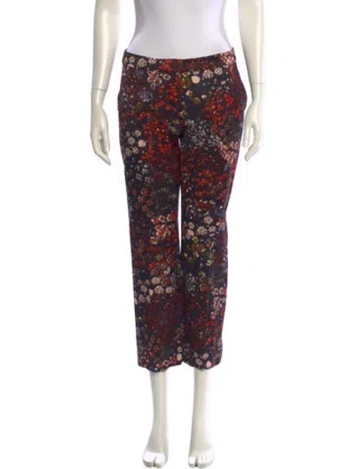 Pre-owned Dries Van Noten Floral Print Straight Leg Pants In Red
