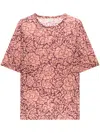 Dries Van Noten Floral Printed Crewneck T-shirt In 粉色