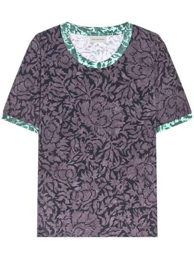 Dries Van Noten Floral-print T-shirt In 306 Smoke