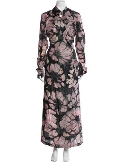 Pre-owned Dries Van Noten Floral Print Trench Coat In Multi
