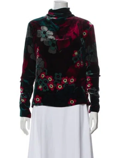 Pre-owned Dries Van Noten Floral Print Turtleneck Blouse In Multi