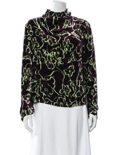 Pre-owned Dries Van Noten Floral Print Turtleneck Blouse In Multi