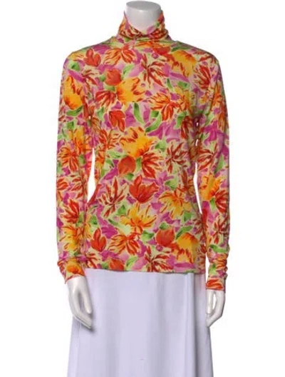 Pre-owned Dries Van Noten Floral Print Turtleneck Blouse W/ Tags In Multi