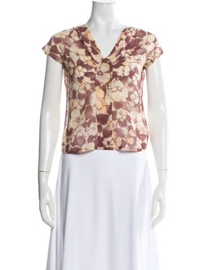 Pre-owned Dries Van Noten Floral Print V-neck Blouse In Neutral