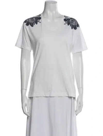 Pre-owned Dries Van Noten Floral Print V-neck T-shirt In Neutrals