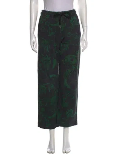 Pre-owned Dries Van Noten Floral Print Wide Leg Pants In Black