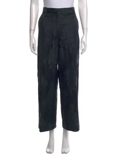 Pre-owned Dries Van Noten Floral Print Wide Leg Pants In Black