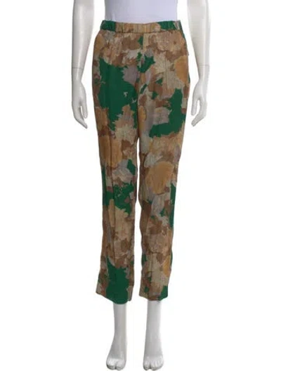 Pre-owned Dries Van Noten Floral Print Wide Leg Pants In Green