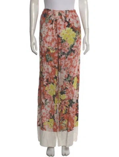 Pre-owned Dries Van Noten Floral Print Wide Leg Pants In Multi