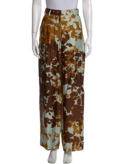 Pre-owned Dries Van Noten Floral Print Wide Leg Pants In Multi