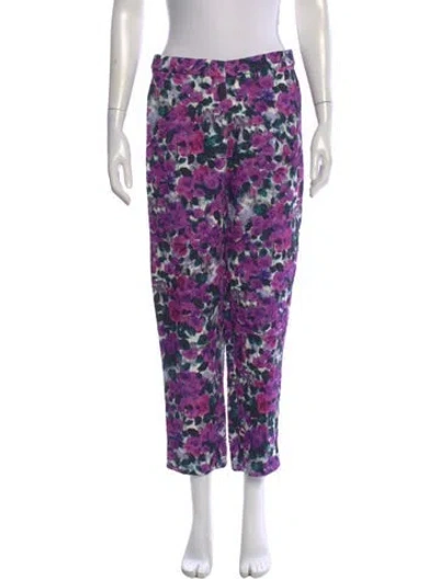 Pre-owned Dries Van Noten Floral Print Wide Leg Pants In Purple
